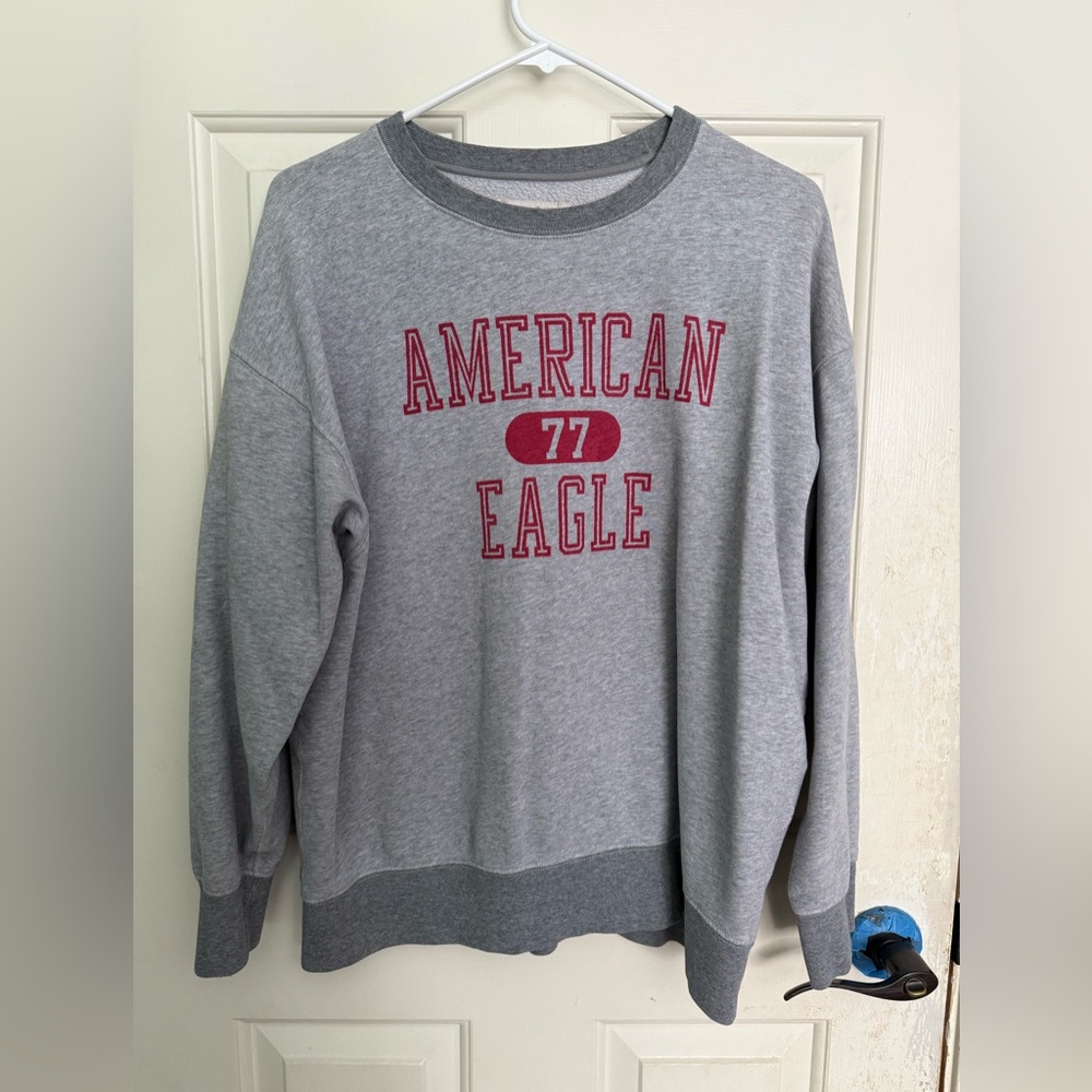 American Eagle Outfitters Gray Sweatshirt with Red Print
